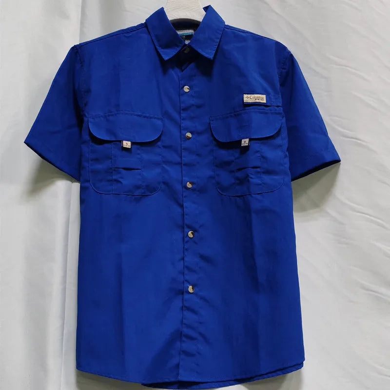 Men Short Sleeve Cargo Nylon Fishing Work Casual Shirt TAVEN System LLC