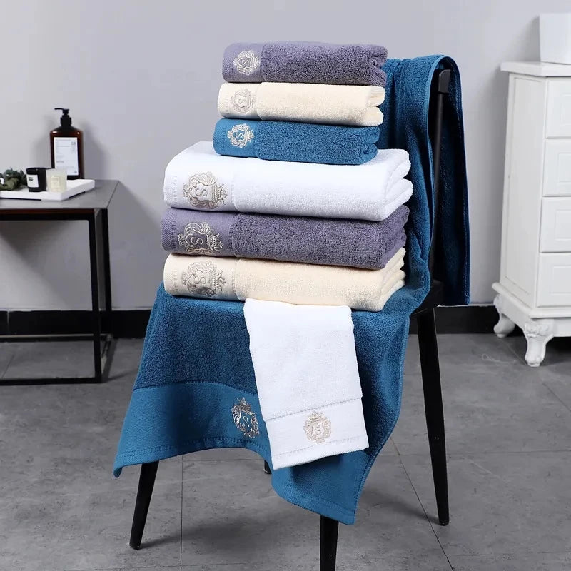 1/2/3pcs Bathroom Towels Sets Embroidered Cotton Big Bath Towels 70x140cm and 35x75cm Face Shower Daily Use Towels 수건 세트 Toallas TAVEN System LLC