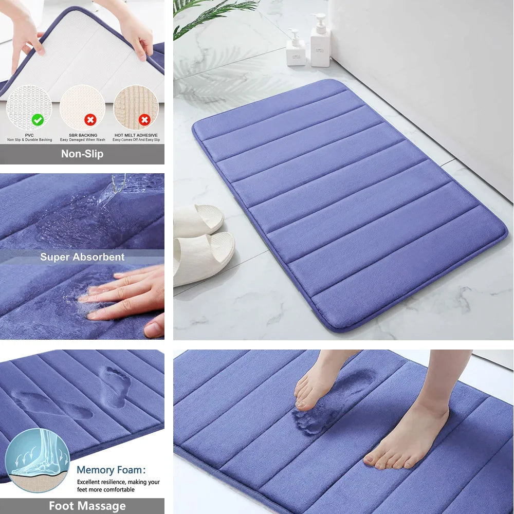 Super Absorbent Bath Mat Memory Foam Carpet Non-slip Bathroom Rug Bathtub Side Floor Rugs Shower Room Doormat Toilet Footpad TAVEN System LLC