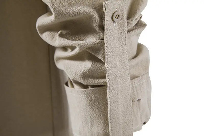 Men's  Casual Henley Shirt  Stand Collar Long Sleeve with Drawstring Cuffs Casual Henry Collar Shirt TAVEN System LLC