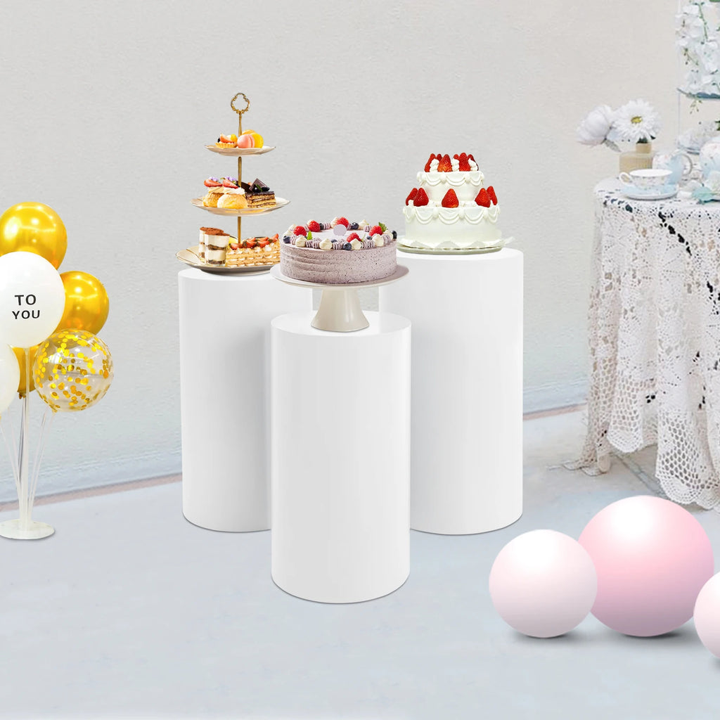 5/3Pcs Round Cylinder Pedestal Stand Freestanding Metal Cylinder Pedestal Wedding Birthday Party Cake Flower Display Pillars TAVEN System LLC