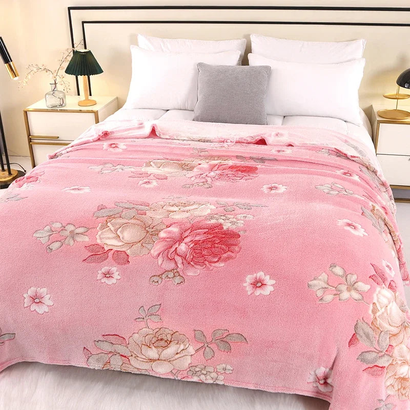 1pc Floral Style Warm Bedspread Fleece Blanket Plaid Travel Shawl Sofa Nap Blanket Home Bedsheet Manta 70X100cm Suitable For Pet TAVEN System LLC