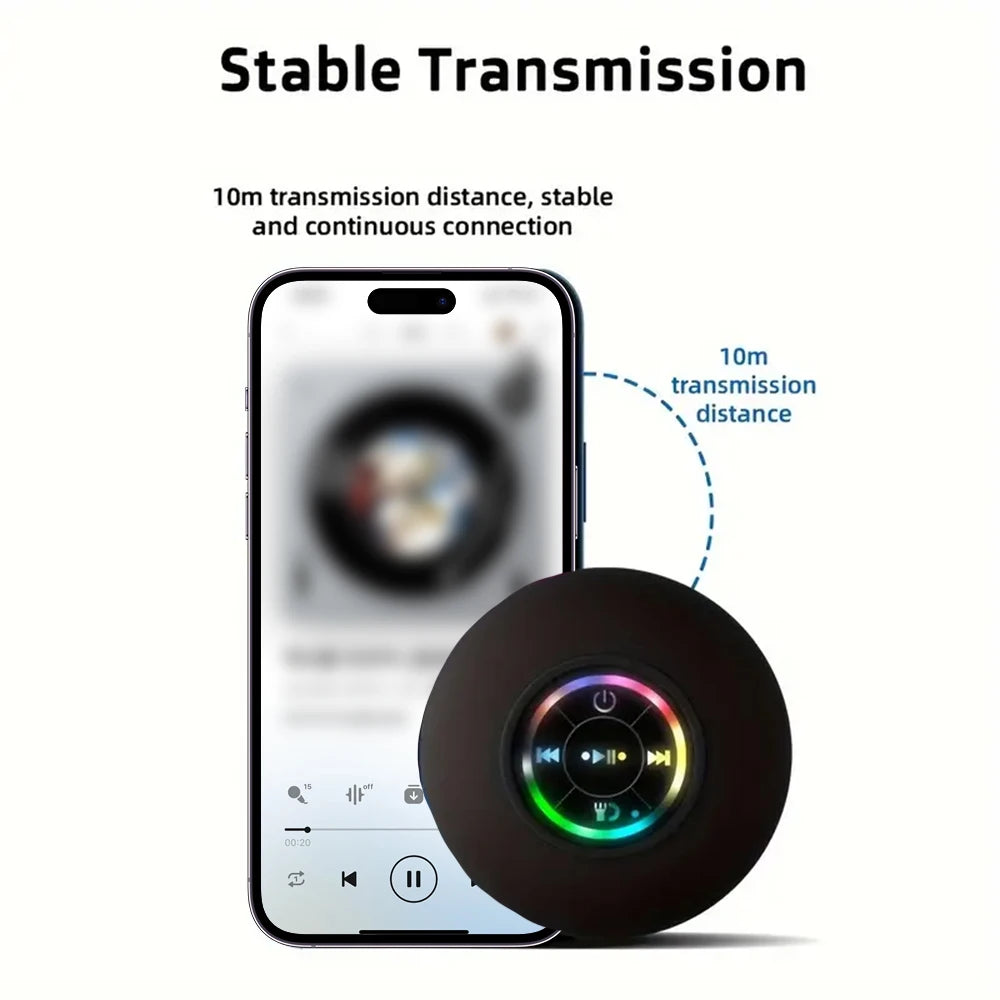 Portable Wireless Bluetooth Speaker LED Light IPX4 Waterproof Loudspeaker Outdoor Bathroom Large Suction Cup Stereo Sound Box TAVEN System LLC