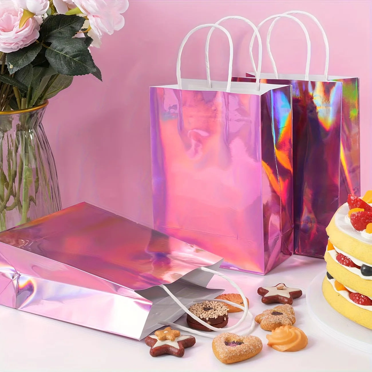 15Pcs Iridescent Holographic Gift Bags Rainbow Party Favor Bags TAVEN System LLC