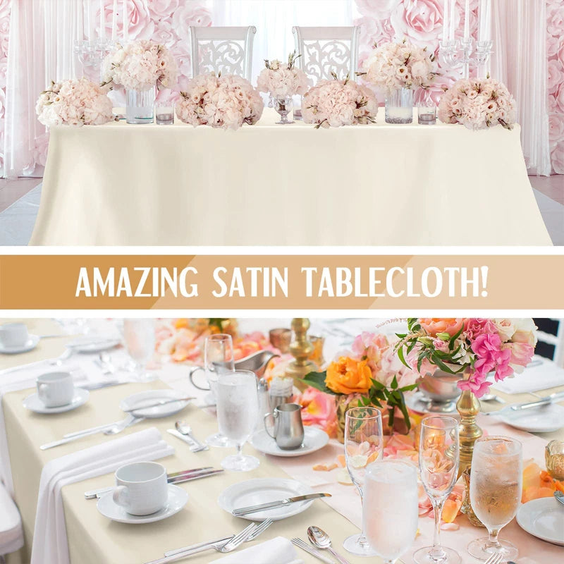 Rectangle Wedding Satin LargeTablecloth Bright Smooth Silk Table Cover Christmas Anniversary Dining Party high-end Table Decor TAVEN System LLC