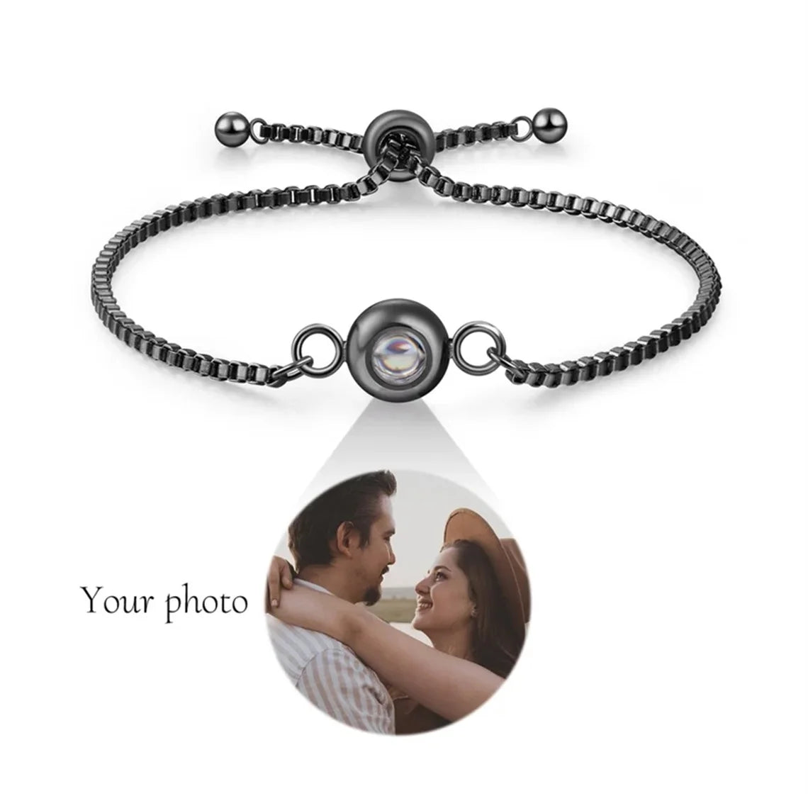 Custom Bracelet With Picture Inside Personalized Stainless Photo Projection Box Chain Bracelet Anniversary Memorial Jewelry Gift TAVEN System LLC
