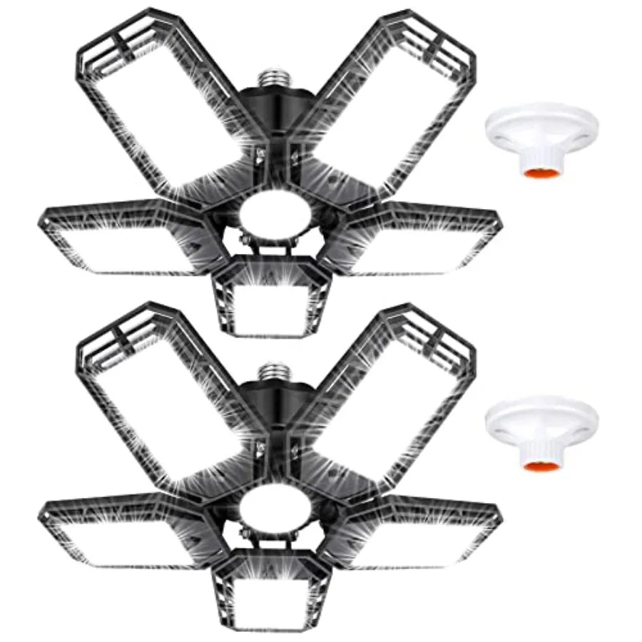 LED Garage Lights 2 Pack, Ceiling LED Shop Light 180W 18000LM 6500K Screw in Led Light with 5+1 Deformable Panels, Bright Led L TAVEN System LLC