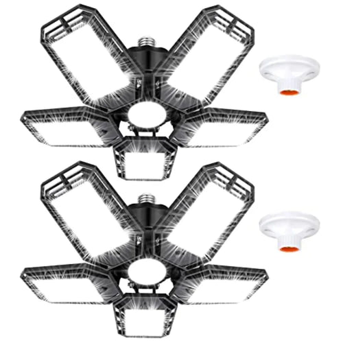 LED Garage Lights 2 Pack, Ceiling LED Shop Light 180W 18000LM 6500K Screw in Led Light with 5+1 Deformable Panels, Bright Led L TAVEN System LLC