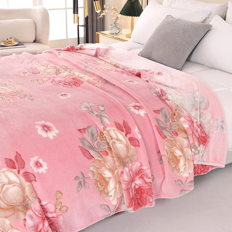 1pc Floral Style Warm Bedspread Fleece Blanket Plaid Travel Shawl Sofa Nap Blanket Home Bedsheet Manta 70X100cm Suitable For Pet TAVEN System LLC