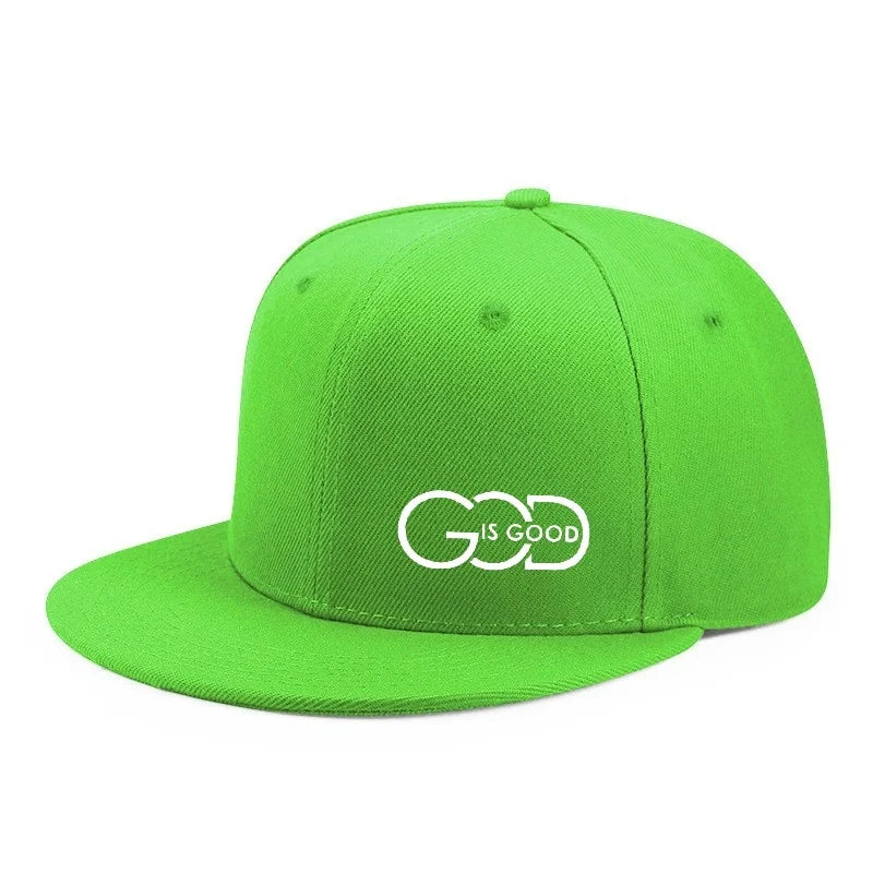 God Is Good Snapback Cap Black Flat Brim Adjustable Baseball Hat