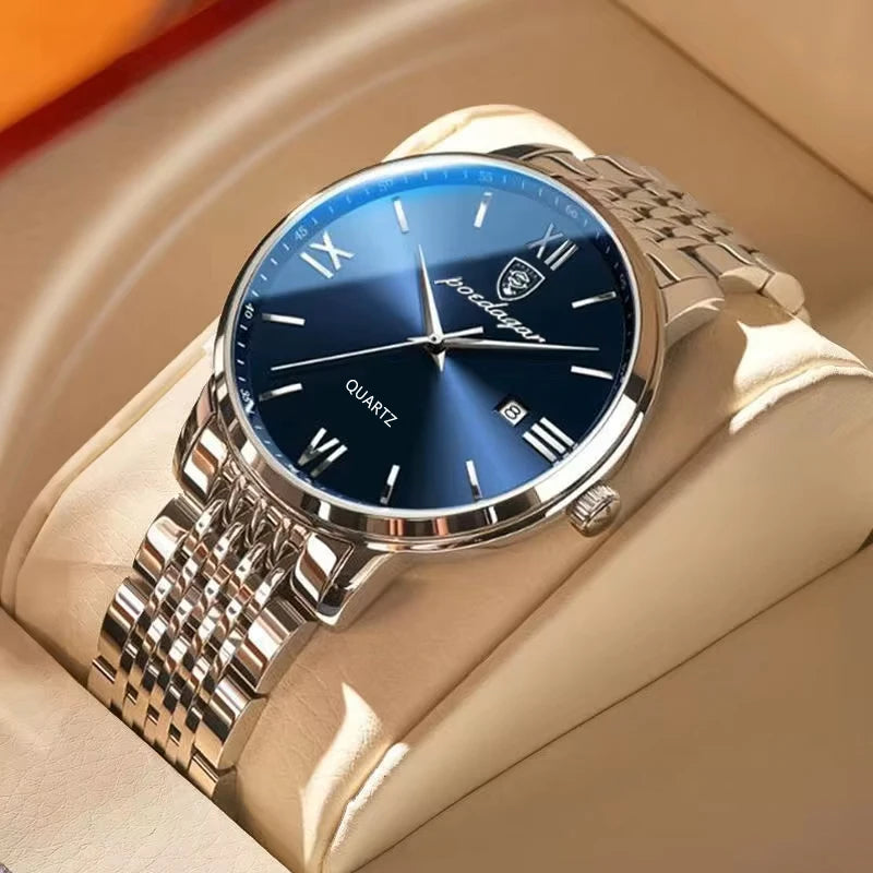 POEDAGAR Luxury Sports Men's Wristwatch Stainless Steel Waterproof Date Man Watch High Quality Casual Fashion Quartz Men Watches - TAVEN System LLC