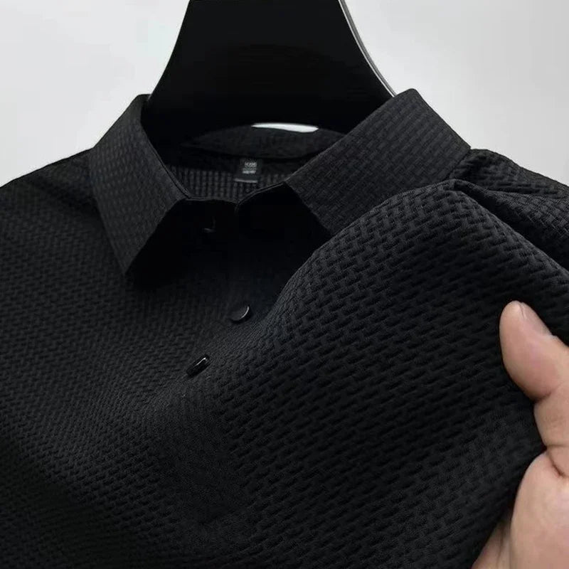 Men's Solid Color Polo Shirt Breathable Casual Short Sleeve TAVEN System LLC