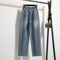 Women's High Waist Wide Leg c Drawstring Jeans Pants TAVEN System LLC