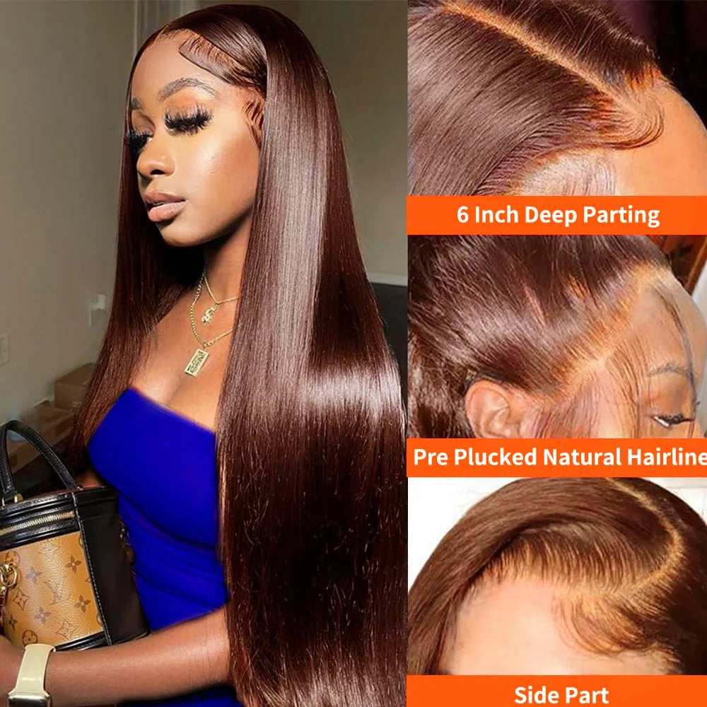 Enivuoso chocolate brown straight lace front wig