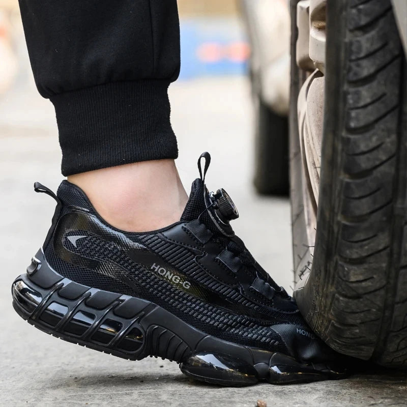 Men's Work Shoes  Rotary Buckle Work Sneakers Protective Shoes Safety Industrial Puncture-Proof Anti-Smash Steel Toe Shoes TAVEN System LLC