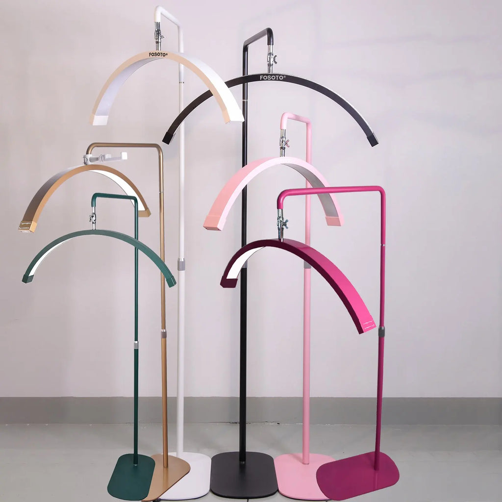 Fusitu Oversea Warehouse LED Half-Moon Shaped Light LED Lash Light With Floor Tripod Floor Video Light For Beauty Salon Makeup TAVEN System LLC