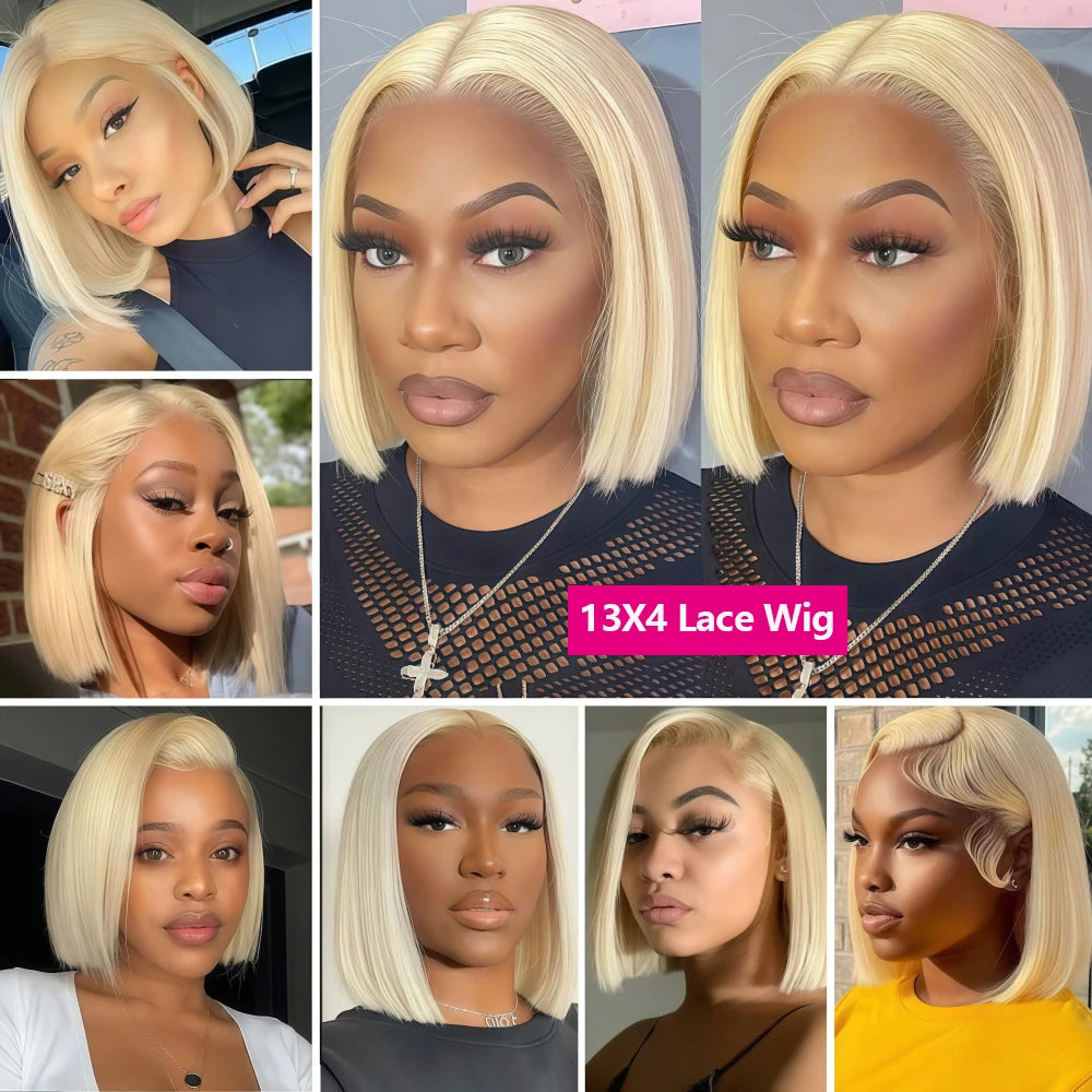 Blonde Short Bob Human Hair Lace Front Wig