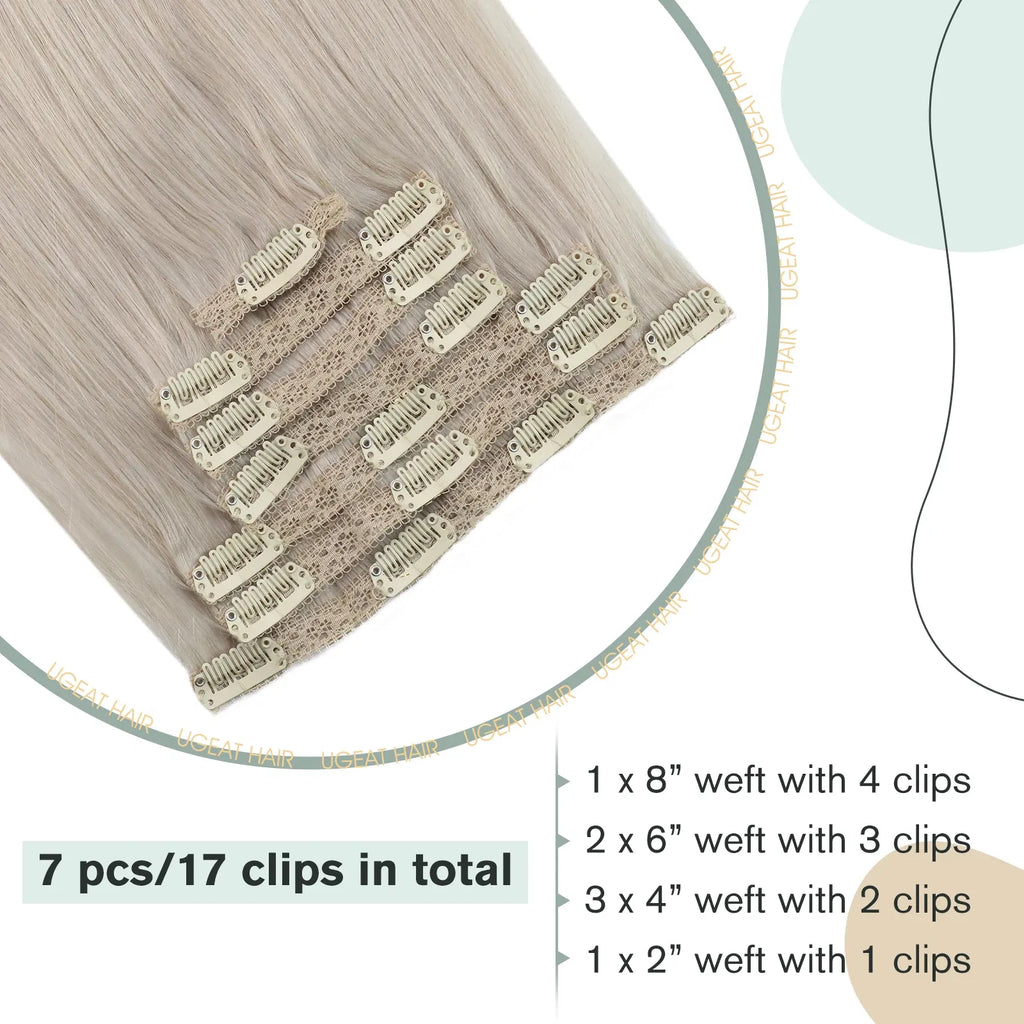 Color: T4/30, Length: 18 inches, Weight Per Package: 120g/Set - [16 Colors] Ugeat Clip in Hair Extensions Human Hair 14-22" Double Weft Remy Hair Full Head Clip in Extensions for Woman 7Pcs Taven