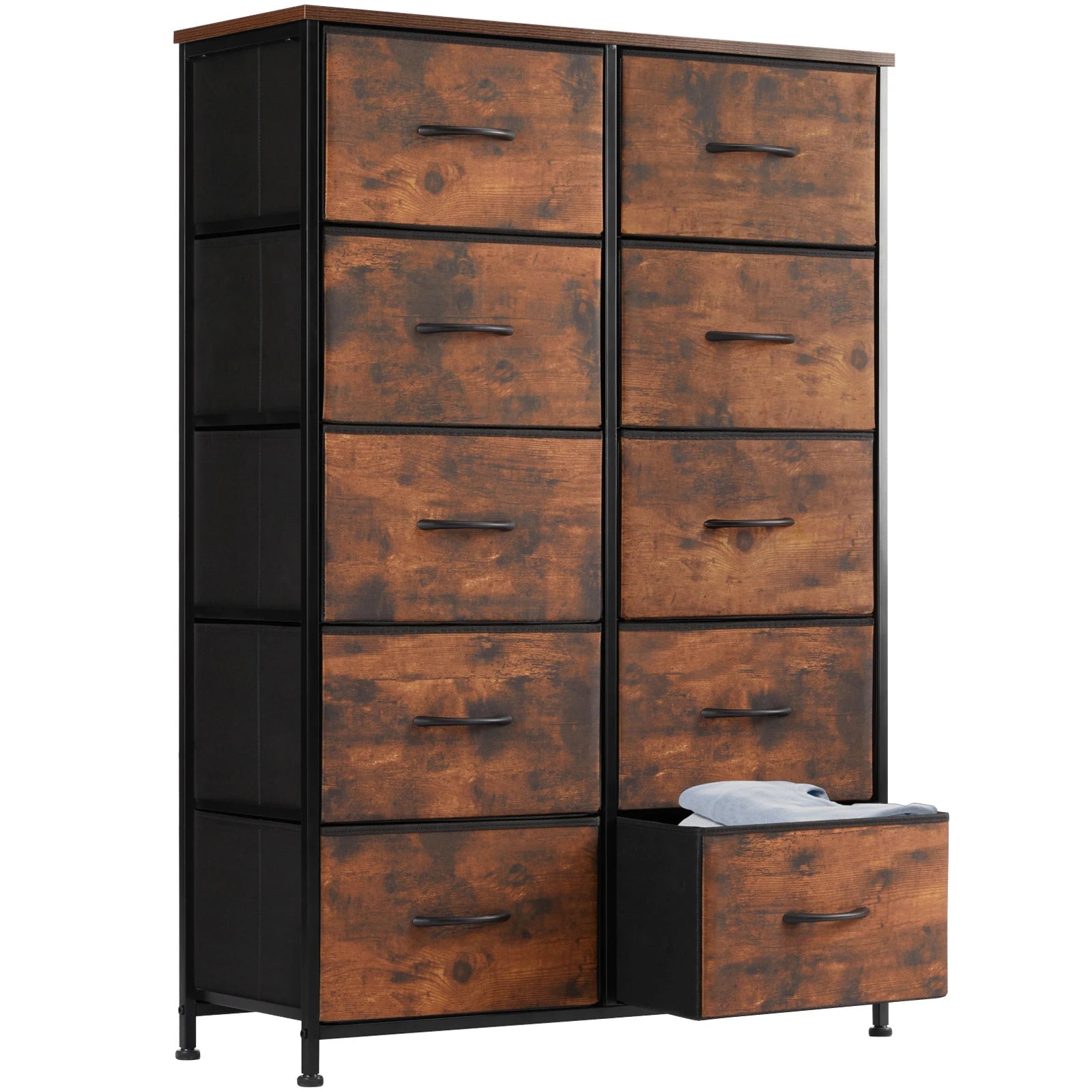 JHK 10 Drawer Fabric Dresser Storage Cabinet with Steel Frame TAVEN System LLC