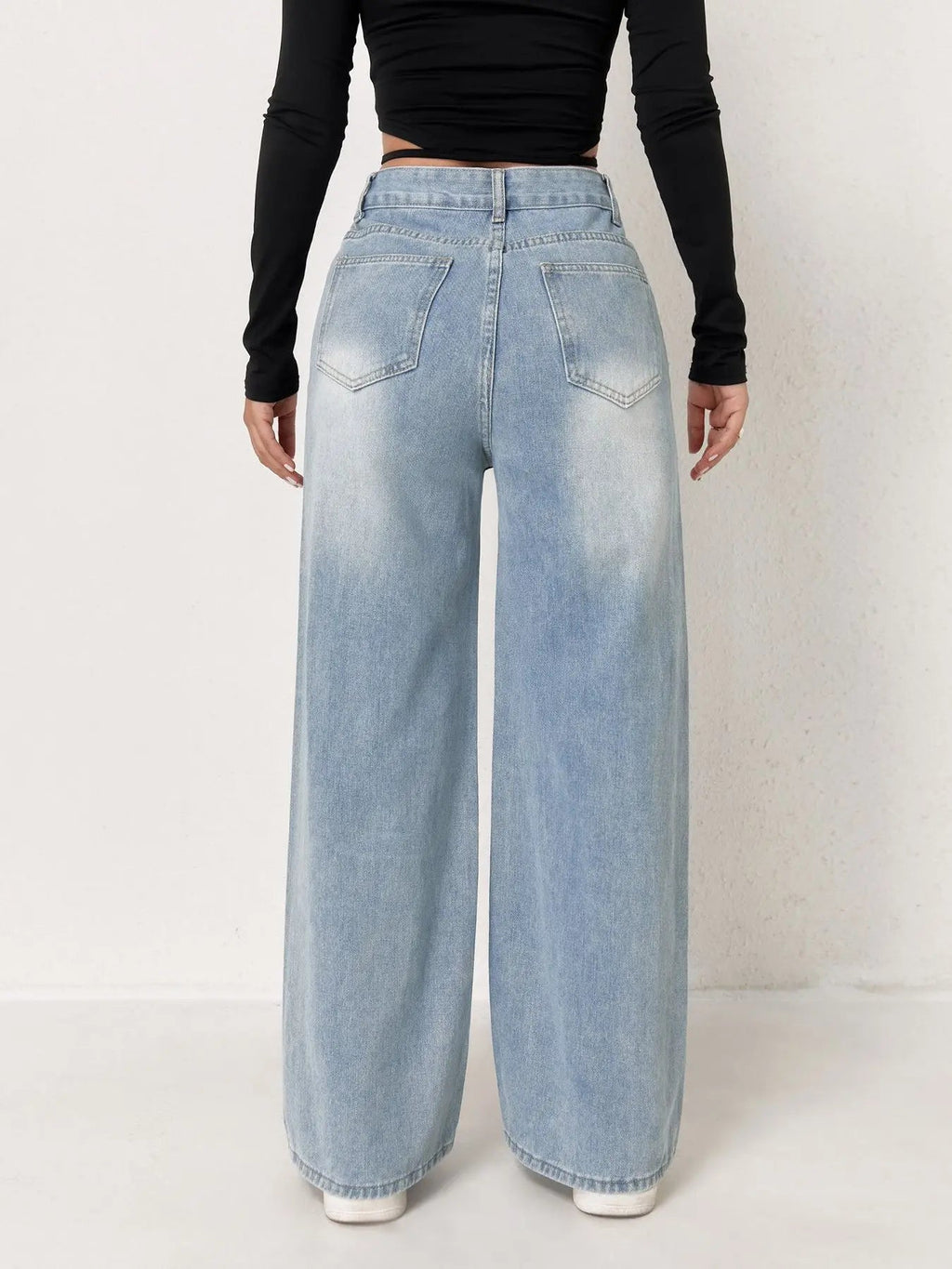 Women's light blue Y2K high waist wide leg denim jeans