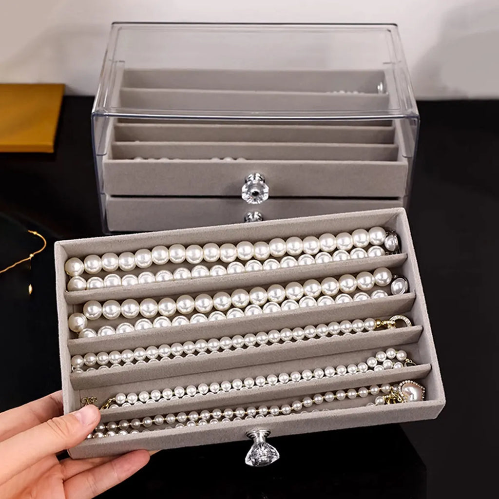 1pc,Necklace storage box with transparent lid, 3-layer jewelry tray drawer, jewelry display box, desktop jewelry box TAVEN System LLC