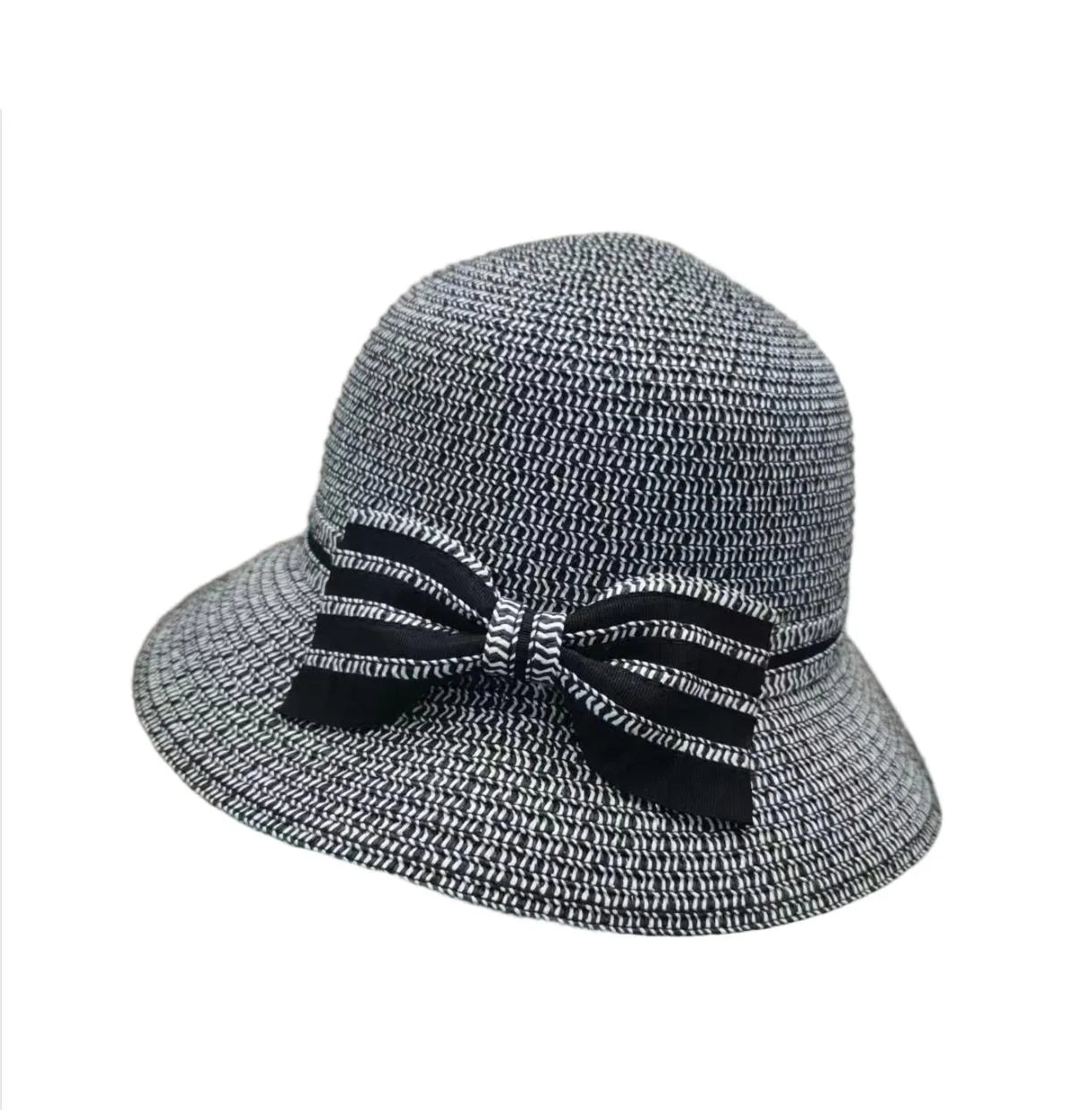 Women Straw Bucket Hat Floral Camellia Beach Sun Panama Cap TAVEN System LLC