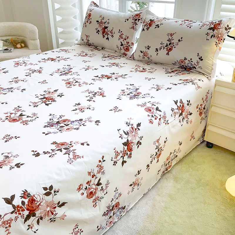 1pc Bed Sheet Flower Printed Top Sheets Single/Queen/King Bedsheet for Double Beds Floral Flat Bed Sheet(without pillowcase) TAVEN System LLC
