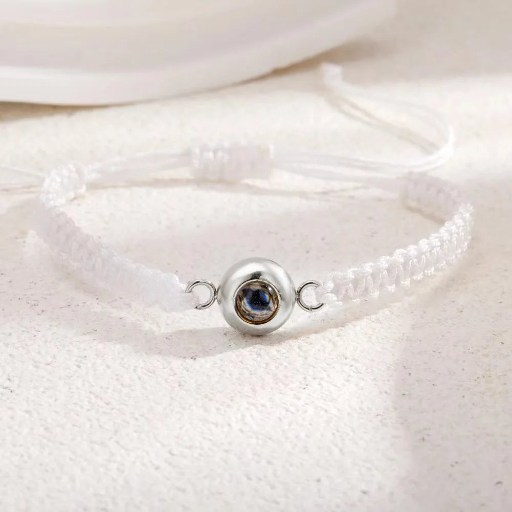 Custom Photo Projection Bracelet Adjustable Woven Titanium Steel Pendant DIY Picture Bracelet Jewelry Valentine's Day Gift TAVEN System LLC
