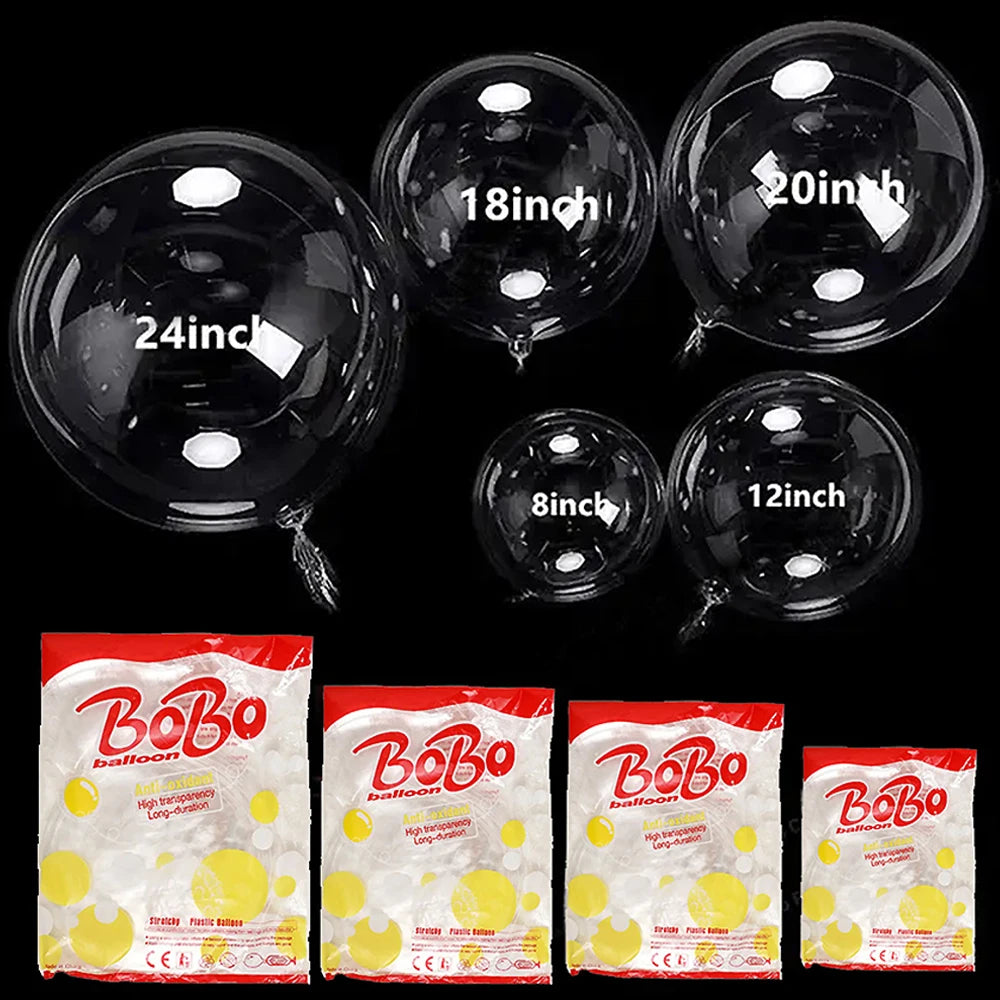 10pcs 8/10/12/16/18/20/24/inch Transparent Bobo Balloon Clear Bubble Balloon For Wedding Birthday Party Decoration Helium Ballon TAVEN System LLC