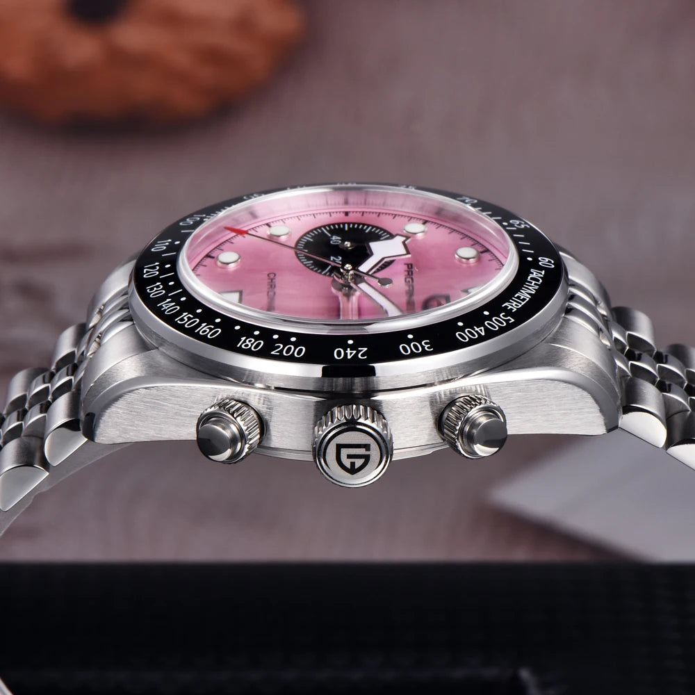 PAGANI DESIGN Men Watches New Pink BB Panda Dial Chronograph Fashion Luxury Quartz Watch For Men VK64 Movt Waterproof Watch 2026 - TAVEN System LLC
