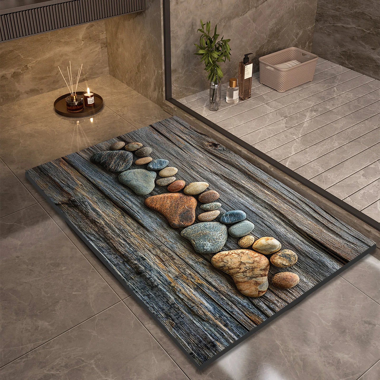 Stone Design Diatomite Bath Mat Bathroom Non-slip Shower Foot Mats Absorbent Quick Dry Toilet Rugs Carpet Doormat Washable TAVEN System LLC