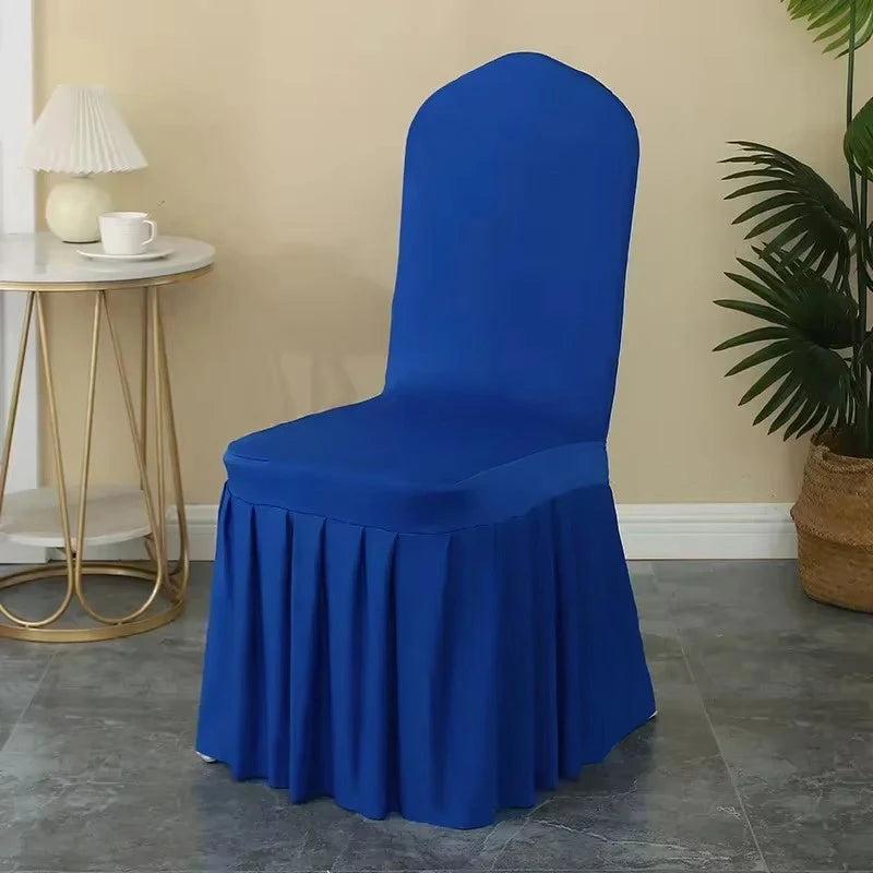50/100pcs Pleated skirt Spandex Chair Cover Hotel Banquet Party Events Wedding Decoration Dining Room Seat Protector Covers TAVEN System LLC