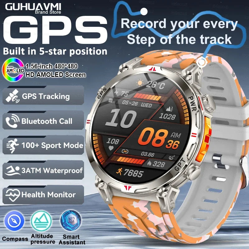 Smart Watches 1.56" AMOLED Screen GPS Fitness Tracking Compass 3ATM 650Mah Call 100+ Sports Smartwatch AI GPT For Android iOS - TAVEN System LLC