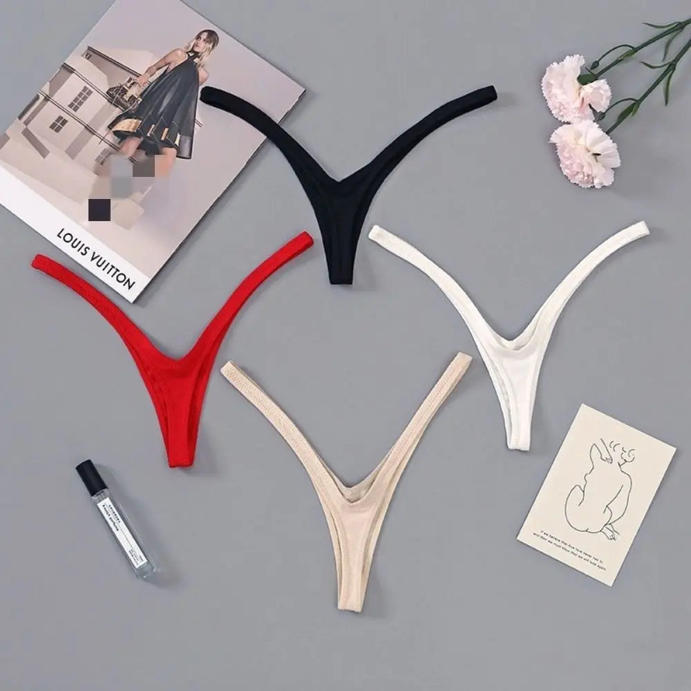 Innovative Deep V Look Thong Panties Cotton Equipped with A Sophisticated Women Briefs Comfortable Solid Color Low Waist Bikini TAVEN System LLC