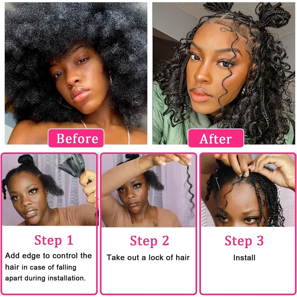 Color: NC/4HL, Material Grade: virgin hair, Longest Hair Proportion: 30%-55%, Stretched Length: 24inches, Bulk Buy: 6pcs/lot - NABI Deep Wave Boho Braiding Hair Bulk 16inches  No Weft  Human Hair Extension Curly Hair Bundles for Boho Braids Taven