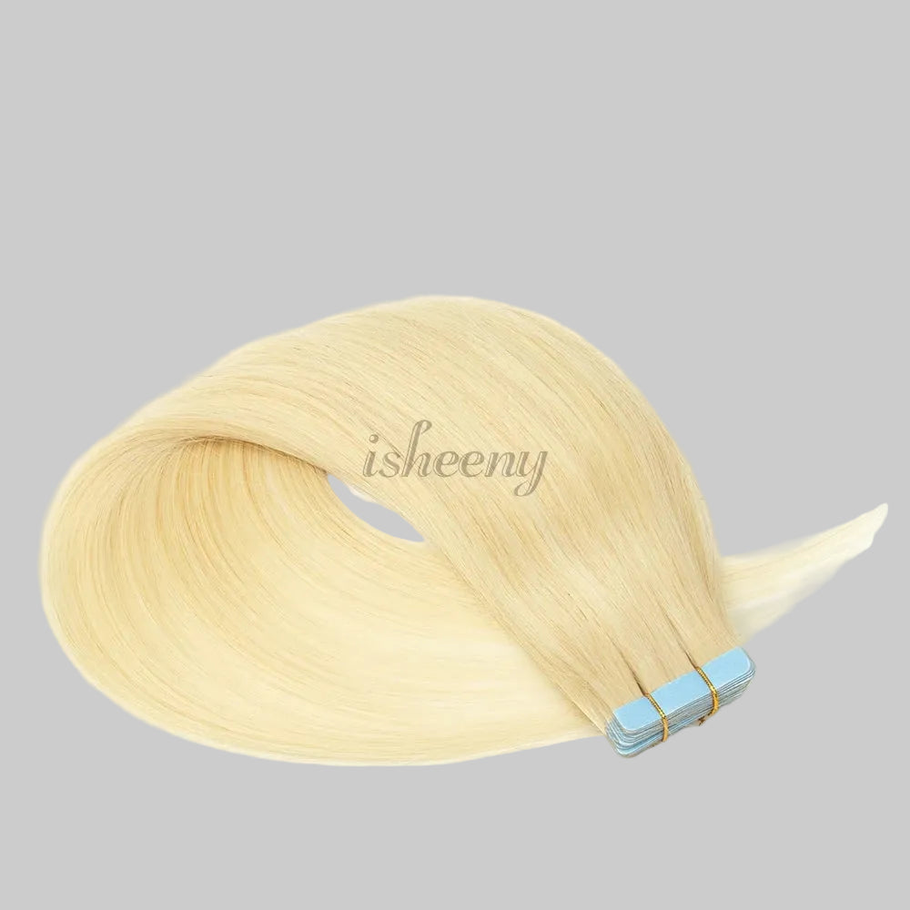 Blonde Invisible Tape In Human Hair Extensions Straight TAVEN System LLC