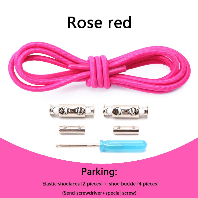 1 Pair No tie Shoelaces For Sneakers Elastic Shoelace Metal Spring Lock Man And Woman Shoe Accessories Lazy Shoe Laces 100cm TAVEN System LLC