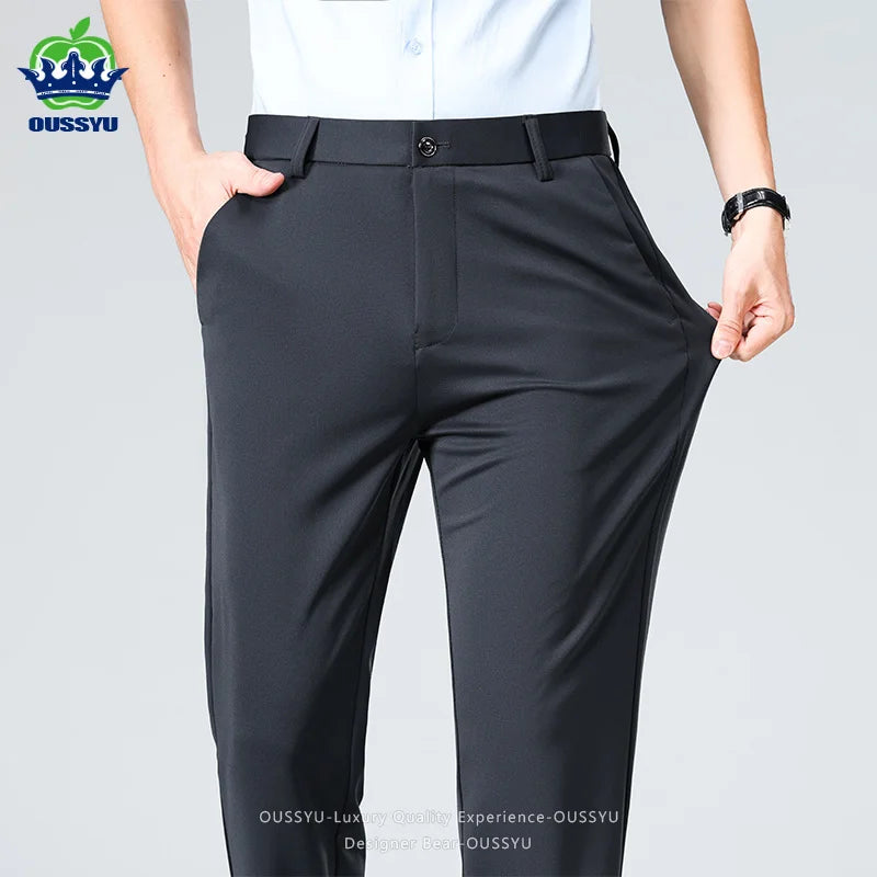 Brand Clothing Summer Thin Men's Stretch Suit Pants Business Slim Straight Work Office Black Formal Trousers Men Plus Size 40 TAVEN System LLC