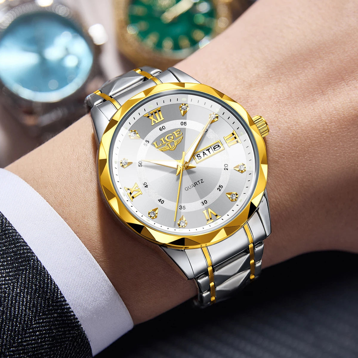 New LIGE Top Brand Luxury Man Wristwatch Waterproof Luminous Date Week Men Watches Stainless Steel Quartz Men's Watch Male reloj - TAVEN System LLC