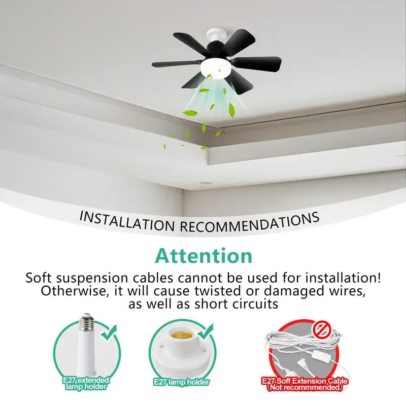 40W Ceiling Fan with Remote Control, E27 Base LED Light Fan, Quiet Smart Ceiling Fan Lamp for Bedroom Living Room Kitchen TAVEN System LLC