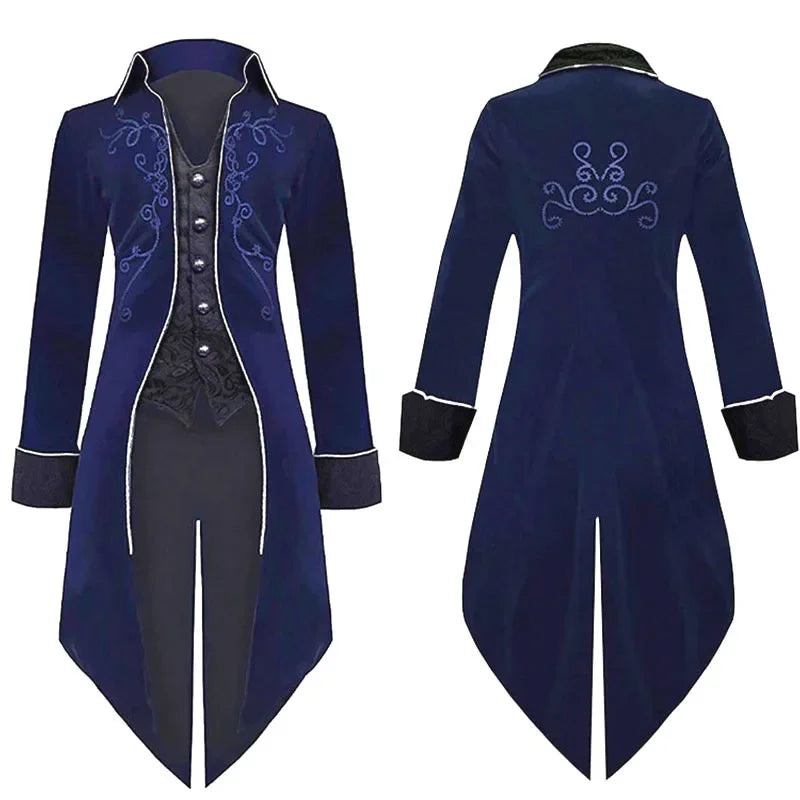 Men Velvet Gothic Tailcoat Vampire Cosplay Jacket Party Coat TAVEN System LLC