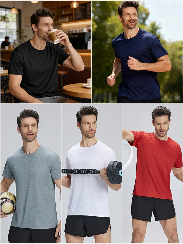 6-Pack Men's Breathable Polyester Crew Neck T-Shirts - Lightweight, Moisture-Wicking Short Sleeve Tops in Multiple Colors for Casual Wear and Outdoor Activities TAVEN System LLC