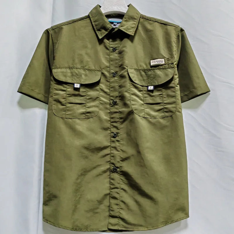 Men Short Sleeve Cargo Nylon Fishing Work Casual Shirt TAVEN System LLC