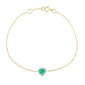 Latest Trending Products Zambian Emerald & Diamond K14 Solid Yellow Gold Spring Lock Heart Halo Bracelet Bulk Fine Jewelry TAVEN System LLC