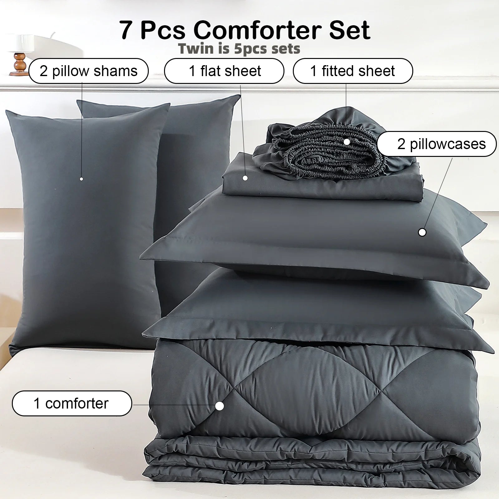 5pcs/7pcs Twin Full Queen King Bedding Sets Home Decor Comforter Flat Sheet Fitted Sheet Pillowcases Sleeping Sets TAVEN System LLC