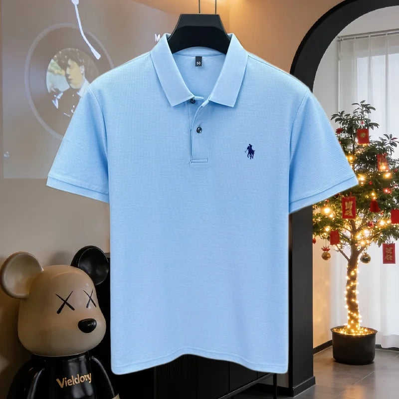 100% pure cotton high-end brand men's short sleeve polo shirt 2026 summer luxury fashion pony embroidery golf top casual T-shirt TAVEN System LLC