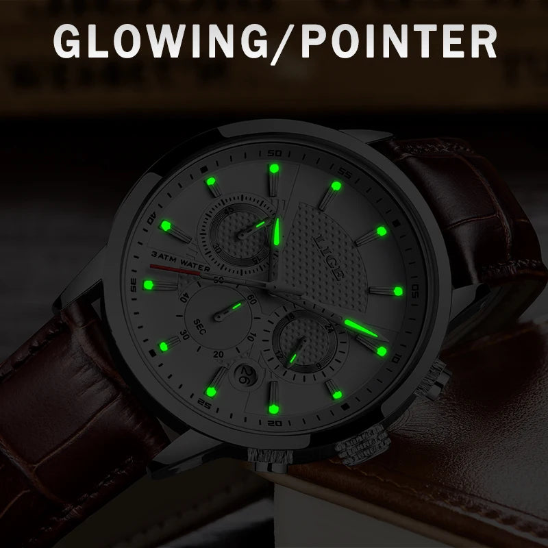 2024 LIGE Top Luxury Mens Watch Casual Business Quartz Watches Men Fashion Leather Wristwatch Waterproof Male Clock Reloj Hombre - TAVEN System LLC