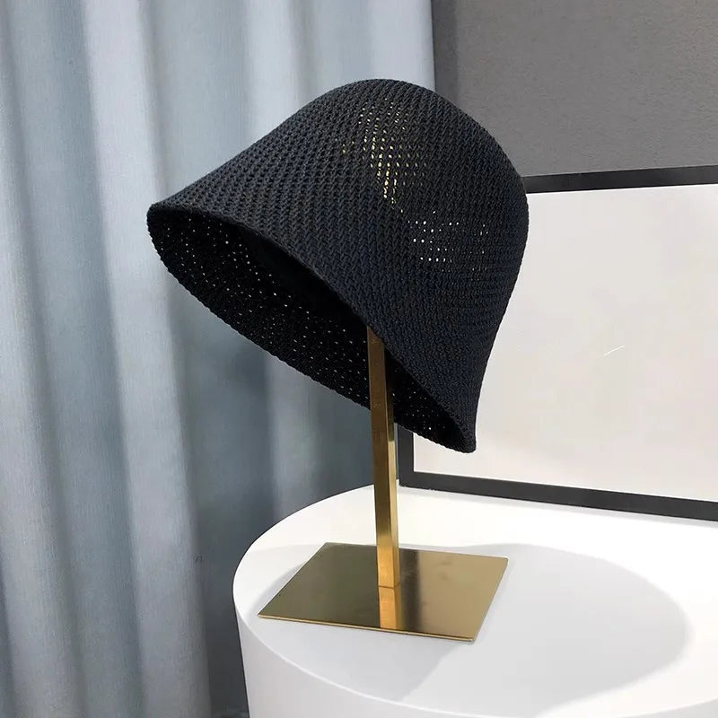 Women Summer Hollow Out Bucket Hat Breathable Beach Sun Cap