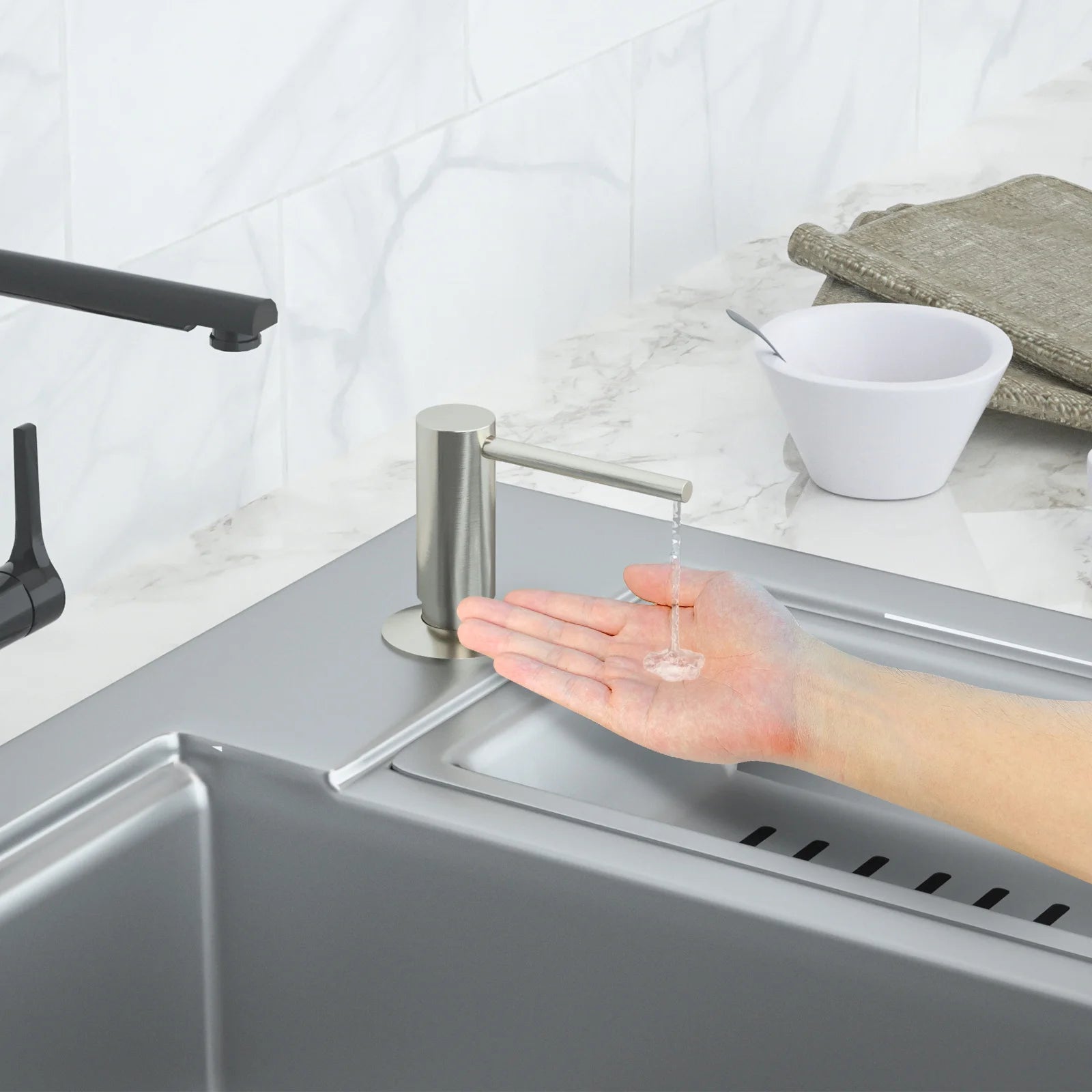 Samodra liquid Soap Dispenser With Extension Tube Kit Brass Pump Head For Kitchen Sink Bathroom accessories 4 color dispenser So TAVEN System LLC