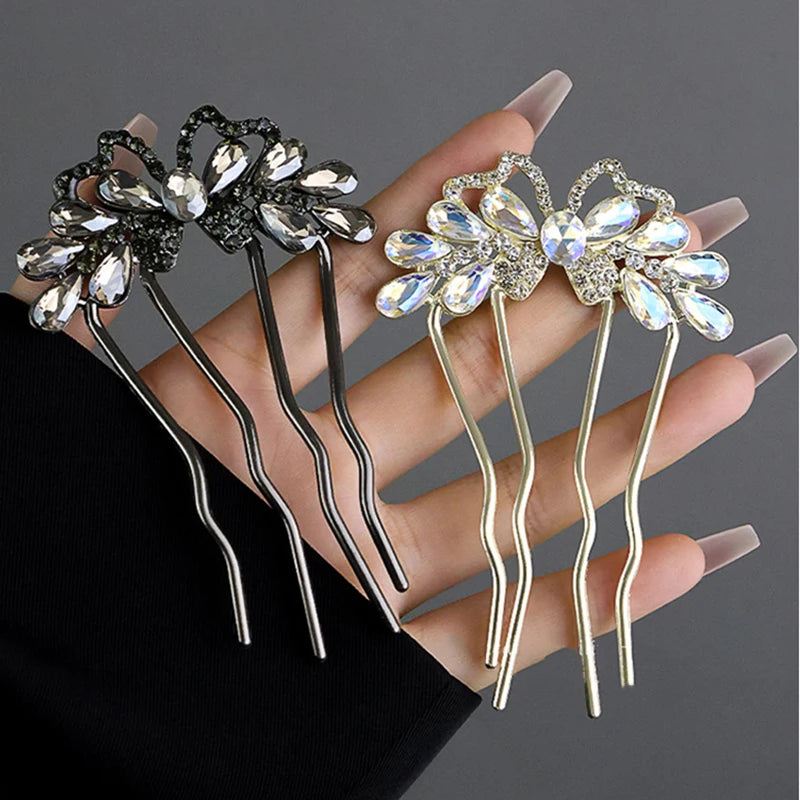 Fashion Zircon Pearl U-Shaped Hair Sticks New Chinese Style Hair Stick for Women Bun Comb Hanfu Hair Clips Hair Accessories TAVEN System LLC